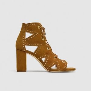 Sara  Sued Leather Lace Up Sandals
